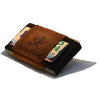 MakakaOnTheRun Tripple Wallet Vintage-Leder und Kredit-Kartenetui mit Münzfach